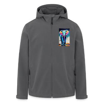 Elefant | Wildtier | Afrika | Kindermotive - Recycelte Männer Softshell-Jacke von Stanley/Stella - Anthrazit - Vorne - AI Model Male 185 light (185cm)