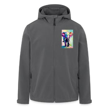 Elefant | Wildtier | Afrika | Kindermotive - Recycelte Männer Softshell-Jacke von Stanley/Stella - Anthrazit - Vorne - AI Model Male 185 light (185cm)