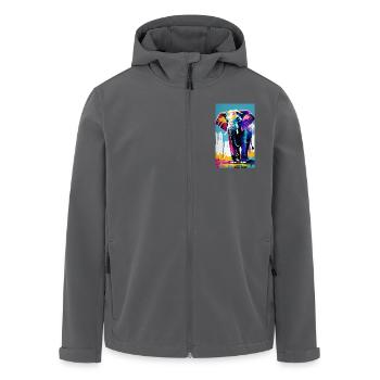 Elefant | Wildtier | Afrika | Kindermotive - Recycelte Männer Softshell-Jacke von Stanley/Stella - Anthrazit - Vorne - AI Model Male 185 light (185cm)