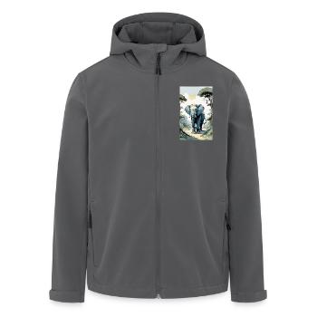 Elefant | Wildtier | Afrika | Kindermotive - Recycelte Männer Softshell-Jacke von Stanley/Stella - Anthrazit - Vorne - AI Model Male 185 light (185cm)