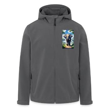 Elefant | Wildtier | Afrika | Kindermotive - Recycelte Männer Softshell-Jacke von Stanley/Stella - Anthrazit - Vorne - AI Model Male 185 light (185cm)