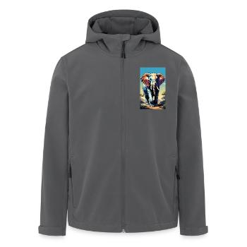 Elefant | Wildtier | Afrika | Kindermotive - Recycelte Männer Softshell-Jacke von Stanley/Stella - Anthrazit - Vorne - AI Model Male 185 light (185cm)