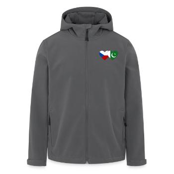 Tschechien Pakistan Flagge Herz - Recycelte Männer Softshell-Jacke von Stanley/Stella - Anthrazit - Vorne - AI Model Male 185 light (185cm)