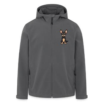 Pinscher Hund Niedlich - Recycelte Männer Softshell-Jacke von Stanley/Stella - Anthrazit - Vorne - AI Model Male 185 light (185cm)