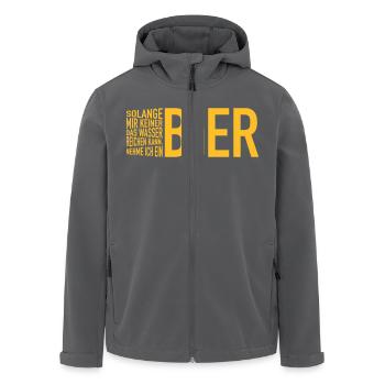 Wasser reichen. Bier - Recycelte Männer Softshell-Jacke von Stanley/Stella - Anthrazit - Vorne - AI Model Male 185 light (185cm)