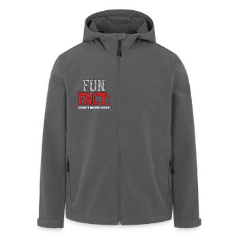Fun Fact: Ich arbeite nicht hier, Humor am Arbeitsplatz, Spruch - Recycelte Männer Softshell-Jacke von Stanley/Stella - Anthrazit - Vorne - AI Model Male 185 light (185cm)