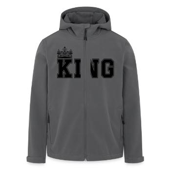King - Men’s Recycled Softshell Jacket by Stanley/Stella - anthracite - Front - AI Model Male 185 light (185cm)