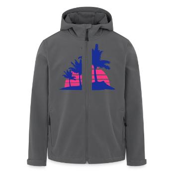 3 Palmen Insel Baum Streifen Sonne Sonnenuntergang - Recycelte Männer Softshell-Jacke von Stanley/Stella - Anthrazit - Vorne - AI Model Male 185 light (185cm)