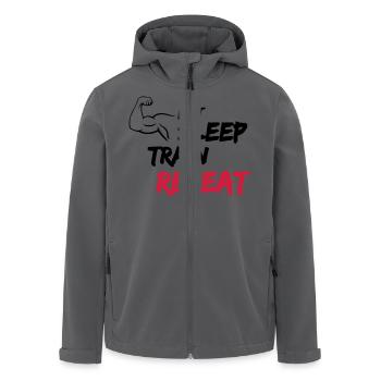 Eat Sleep Train Repeat - Men’s Recycled Softshell Jacket by Stanley/Stella - anthracite - Front - AI Model Male 185 light (185cm)
