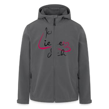 I Love You Scripture - Men’s Recycled Softshell Jacket by Stanley/Stella - anthracite - Front - AI Model Male 185 light (185cm)