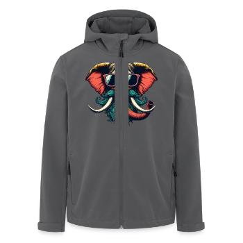 cooler Hipster Elefant Gesicht Mustache Bart - Recycelte Männer Softshell-Jacke von Stanley/Stella - Anthrazit - Vorne - AI Model Male 185 light (185cm)