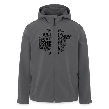 Hallo in 29 Sprachen - Recycelte Männer Softshell-Jacke von Stanley/Stella - Anthrazit - Vorne - AI Model Male 185 light (185cm)