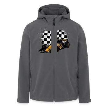 Racecar - Rennauto - Racing Flag - Recycelte Männer Softshell-Jacke von Stanley/Stella - Anthrazit - Vorne - AI Model Male 185 light (185cm)