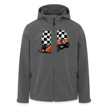 Racecar - Rennauto - Racing Flag - Recycelte Männer Softshell-Jacke von Stanley/Stella - Anthrazit - Vorne - AI Model Male 185 light (185cm)