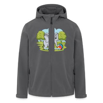 ELEFANTEN, FREUDE AUF SCHRITT UND TRITT - Recycelte Männer Softshell-Jacke von Stanley/Stella - Anthrazit - Vorne - AI Model Male 185 light (185cm)