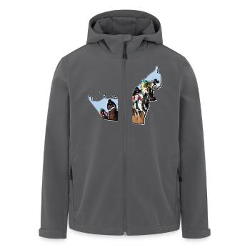 (VAE) Emirate Landkarte umrahmt Pferderennen - Recycelte Männer Softshell-Jacke von Stanley/Stella - Anthrazit - Vorne - AI Model Male 185 light (185cm)