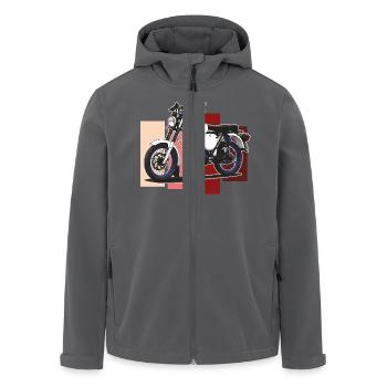 S51 (weiß) // Illustration - Recycelte Männer Softshell-Jacke von Stanley/Stella - Anthrazit - Vorne - AI Model Male 185 light (185cm)
