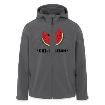 Catermelon – Katze & Melone Fusion, Verspieltes Gekritzel - Recycelte Männer Softshell-Jacke von Stanley/Stella - Anthrazit - Vorne - AI Model Male 185 light (185cm)