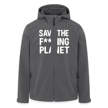Save the fucking planet white - Recycelte Männer Softshell-Jacke von Stanley/Stella - Anthrazit - Vorne - AI Model Male 185 light (185cm)