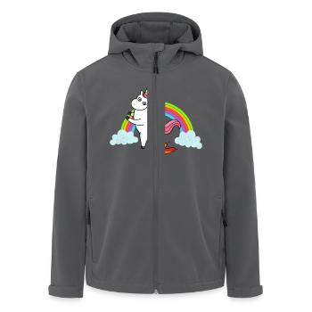 Kackendes Einhorn Regenbogen - Recycelte Männer Softshell-Jacke von Stanley/Stella - Anthrazit - Vorne - AI Model Male 185 light (185cm)