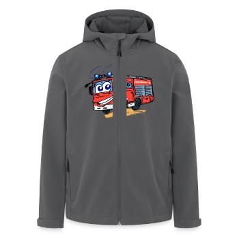 Comic Feuerwehr mit Augen - Recycelte Männer Softshell-Jacke von Stanley/Stella - Anthrazit - Vorne - AI Model Male 185 light (185cm)