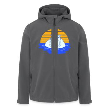 Nilpferd schwimmt Wasser Sonne Süß Comic Cartoon - Recycelte Männer Softshell-Jacke von Stanley/Stella - Anthrazit - Vorne - AI Model Male 185 light (185cm)