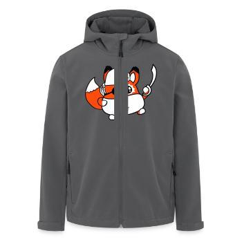 Kleiner Süßer Fuchs Pirat Tier Säbel Augenklappe - Recycelte Männer Softshell-Jacke von Stanley/Stella - Anthrazit - Vorne - AI Model Male 185 light (185cm)
