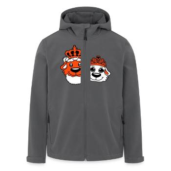 Zwei Hunde Krone König Königin Herrscher Majestät - Recycelte Männer Softshell-Jacke von Stanley/Stella - Anthrazit - Vorne - AI Model Male 185 light (185cm)