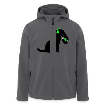 Hund DJ Musik Auflegen Club Disko Schallplatte Fun - Recycelte Männer Softshell-Jacke von Stanley/Stella - Anthrazit - Vorne - AI Model Male 185 light (185cm)