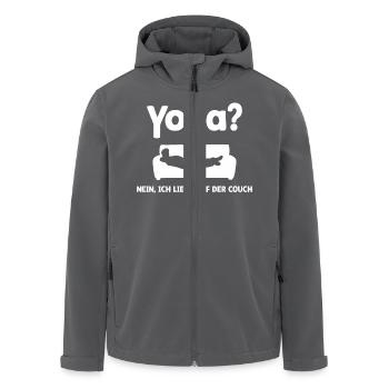 Yoga? Nein, ich liege auf der Couch - Recycelte Männer Softshell-Jacke von Stanley/Stella - Anthrazit - Vorne - AI Model Male 185 light (185cm)