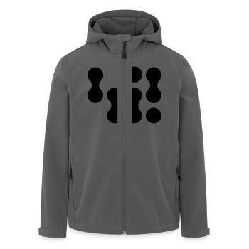 42 (weißer Text) EPS - Recycelte Männer Softshell-Jacke von Stanley/Stella - Anthrazit - Vorne - AI Model Male 185 light (185cm)