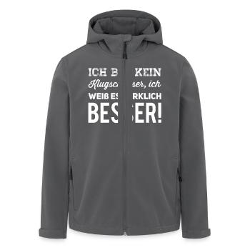 ich bin kein Klugscheisser - weiss - Recycelte Männer Softshell-Jacke von Stanley/Stella - Anthrazit - Vorne - AI Model Male 185 light (185cm)
