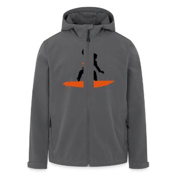 Ein Manager surft im Büro - Recycelte Männer Softshell-Jacke von Stanley/Stella - Anthrazit - Vorne - AI Model Male 185 light (185cm)
