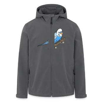 Blauer Wellensittich auf Fingerboard - Recycelte Männer Softshell-Jacke von Stanley/Stella - Anthrazit - Vorne - AI Model Male 185 light (185cm)