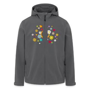 Peacezeichen Blumen Herz flower power Valentinstag - Recycelte Männer Softshell-Jacke von Stanley/Stella - Anthrazit - Vorne - AI Model Male 185 light (185cm)