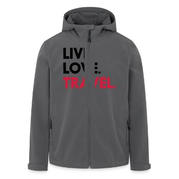 LIVE. LOVE. TRAVEL. - Recycelte Männer Softshell-Jacke von Stanley/Stella - Anthrazit - Vorne - AI Model Male 185 light (185cm)