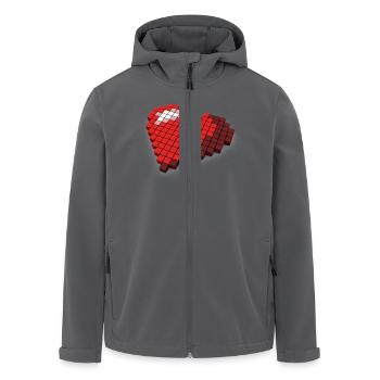 8 Bit Pixel Herz 3D - Recycelte Männer Softshell-Jacke von Stanley/Stella - Anthrazit - Vorne - AI Model Male 185 light (185cm)