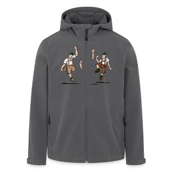 Bayrische Schuhplattler in Lederhosen - Recycelte Männer Softshell-Jacke von Stanley/Stella - Anthrazit - Vorne - AI Model Male 185 light (185cm)