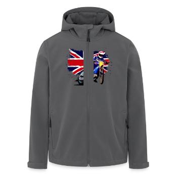 Speedway Racing - UK Flag - Recycelte Männer Softshell-Jacke von Stanley/Stella - Anthrazit - Vorne - AI Model Male 185 light (185cm)