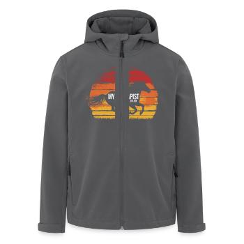 Mein Therapeut lebt im Stall - Recycelte Männer Softshell-Jacke von Stanley/Stella - Anthrazit - Vorne - AI Model Male 185 light (185cm)