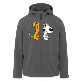2 Hunde Team Zwei Freunde Liebe Pärchen Verliebt - Recycelte Männer Softshell-Jacke von Stanley/Stella - Anthrazit - Vorne - AI Model Male 185 light (185cm)