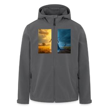 Adroa – Lugbara, Gott der Dualität, des Lichts und des Schattens - Recycelte Männer Softshell-Jacke von Stanley/Stella - Anthrazit - Vorne - AI Model Male 185 light (185cm)