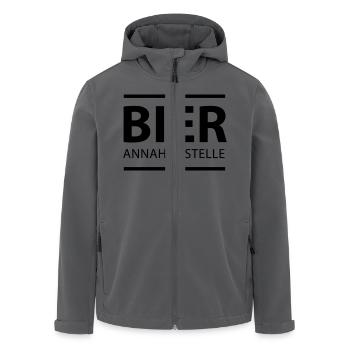 Bier-Annahmestelle - Bierbauch (dh) - Recycelte Männer Softshell-Jacke von Stanley/Stella - Anthrazit - Vorne - AI Model Male 185 light (185cm)