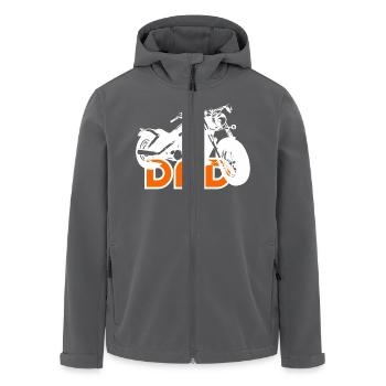 Biker DAD White/Orange Motorcycle - Recycelte Männer Softshell-Jacke von Stanley/Stella - Anthrazit - Vorne - AI Model Male 185 light (185cm)