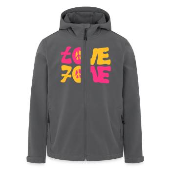 lieben Friedens siebziger 70 - Recycelte Männer Softshell-Jacke von Stanley/Stella - Anthrazit - Vorne - AI Model Male 185 light (185cm)