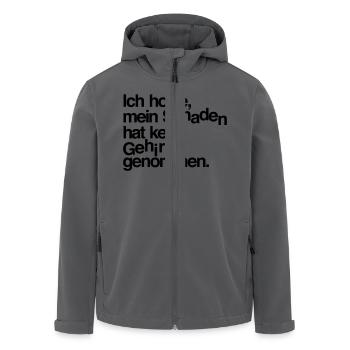 Ich hoffe, mein Schaden hat kein Gehirn genommen. - Recycelte Männer Softshell-Jacke von Stanley/Stella - Anthrazit - Vorne - AI Model Male 185 light (185cm)