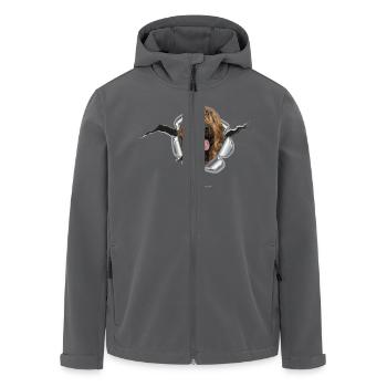Briard fauve *im Metall-Loch* - Recycelte Männer Softshell-Jacke von Stanley/Stella - Anthrazit - Vorne - AI Model Male 185 light (185cm)