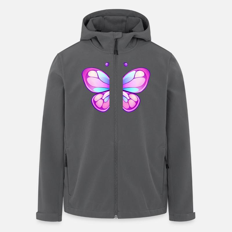 Cute Comic Butterfly, Pink & Blue Wings - Men’s Recycled Softshell Jacket by Stanley/Stella - anthracite