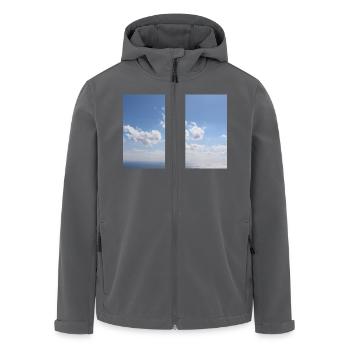 Ehrfürchtig blauer Himmel Wolken Muster - Sommerurlaub - Recycelte Männer Softshell-Jacke von Stanley/Stella - Anthrazit - Vorne - AI Model Male 185 light (185cm)