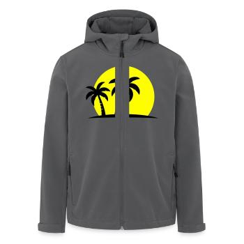 Palme Strand Sonnenuntergang Urlaub - Recycelte Männer Softshell-Jacke von Stanley/Stella - Anthrazit - Vorne - AI Model Male 185 light (185cm)